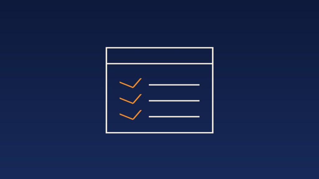 A browser window with a checklist